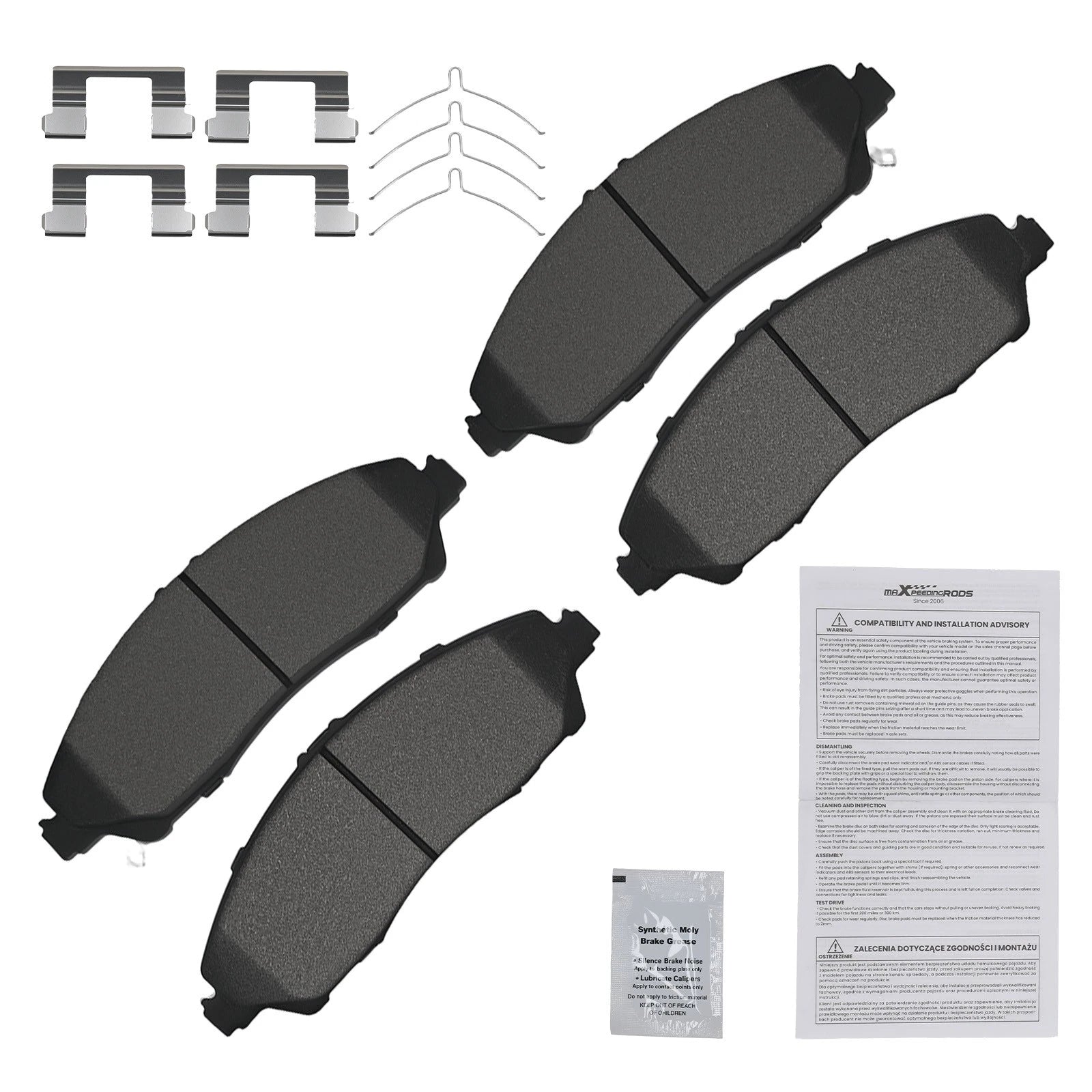 Set of 4 Front Brake Pads for Honda Pilot (2016–2022) Ridgeline (2017–2025) D1723
