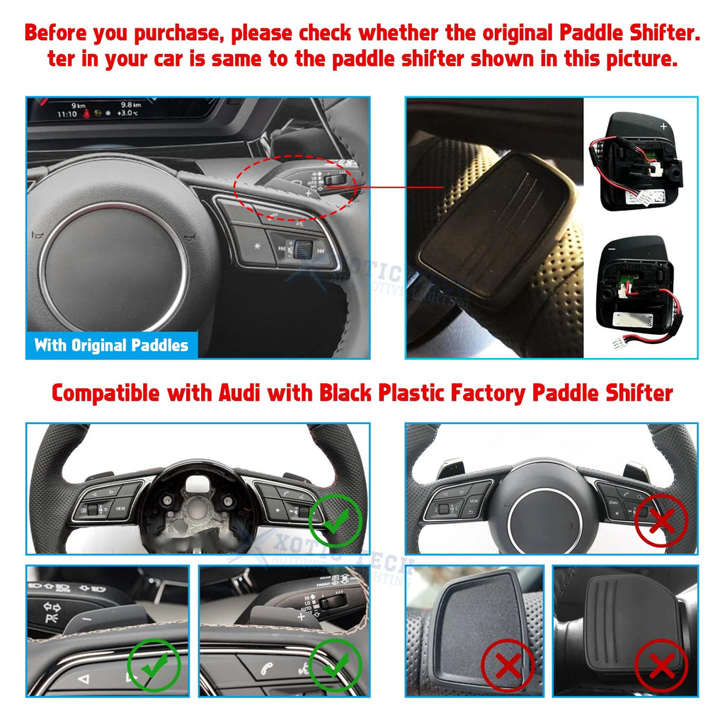 Black Forged ABS Paddle Shifter Extension for Audi A3 A4 A5 (2013-2024)