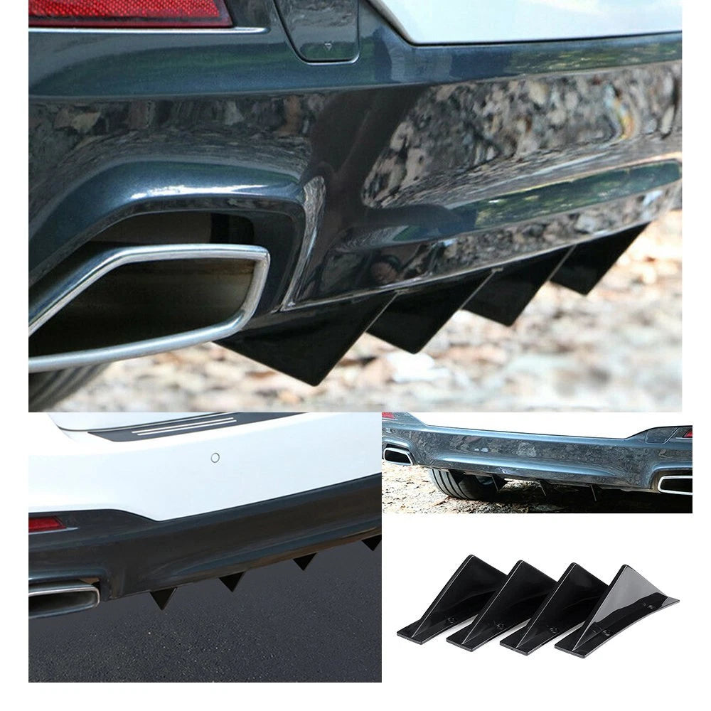 Set of 4 Rear Bumper Diffuser Spoiler Lips for Universal Fit