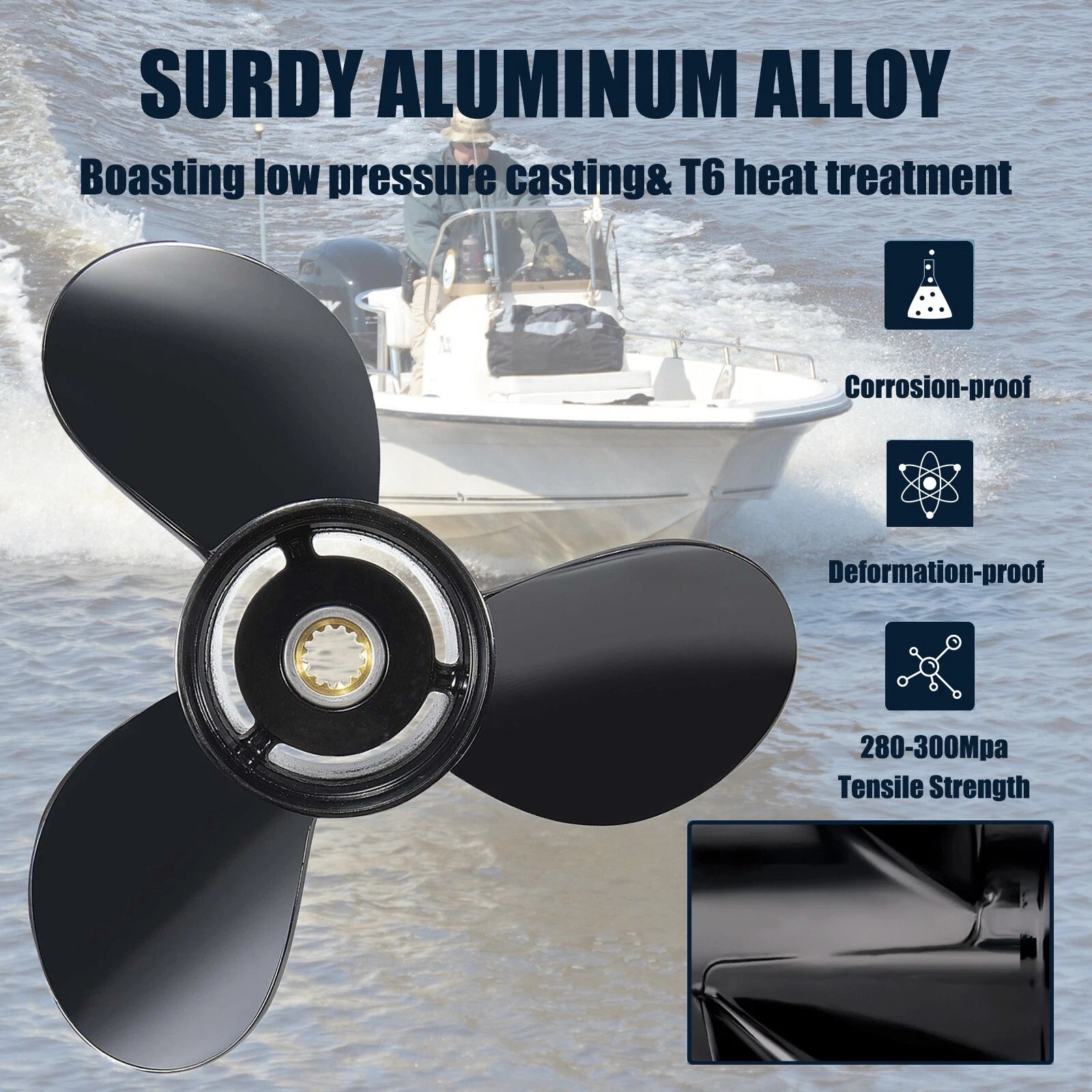 13 1/2 x 15 Boat Propeller for Evinrude 40-140HP (13 Spline Tooth 765182, RH)