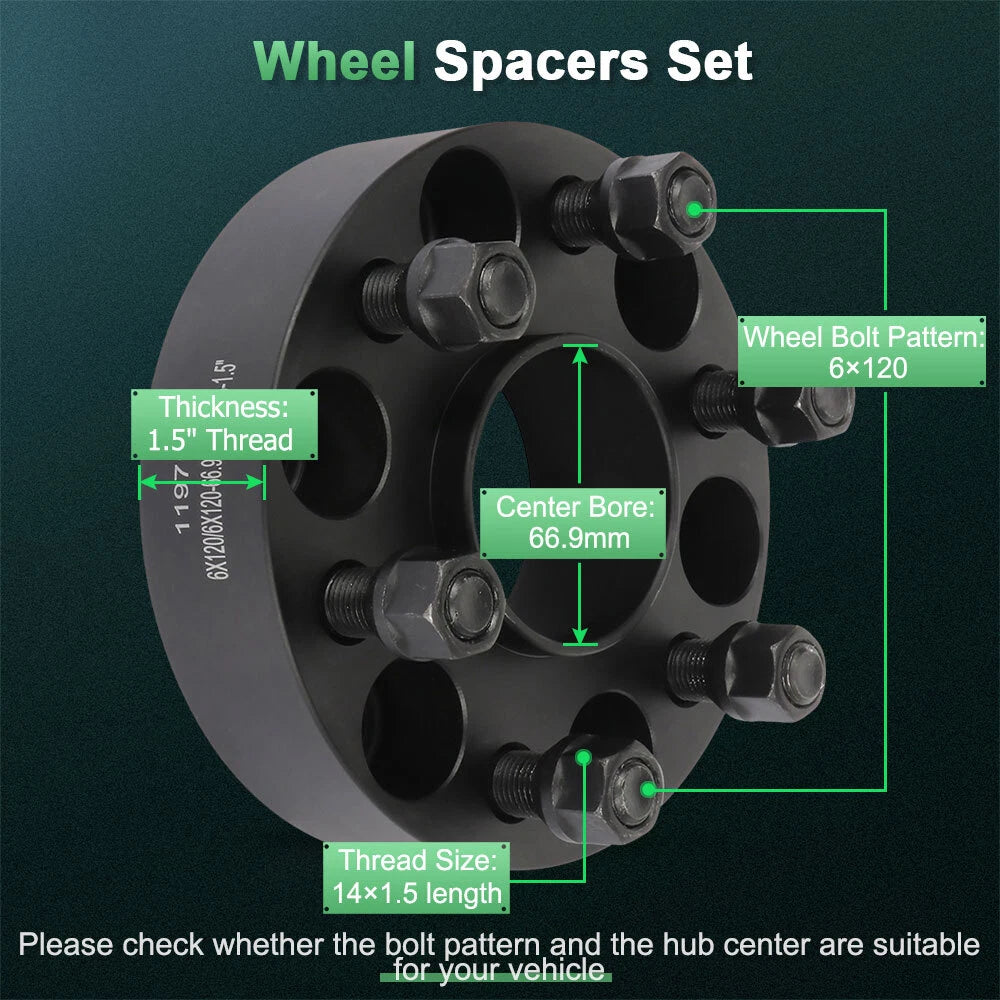 Set of 4 Wheel Spacers for Chevrolet Blazer GMC Canyon (6x120, 1.5")