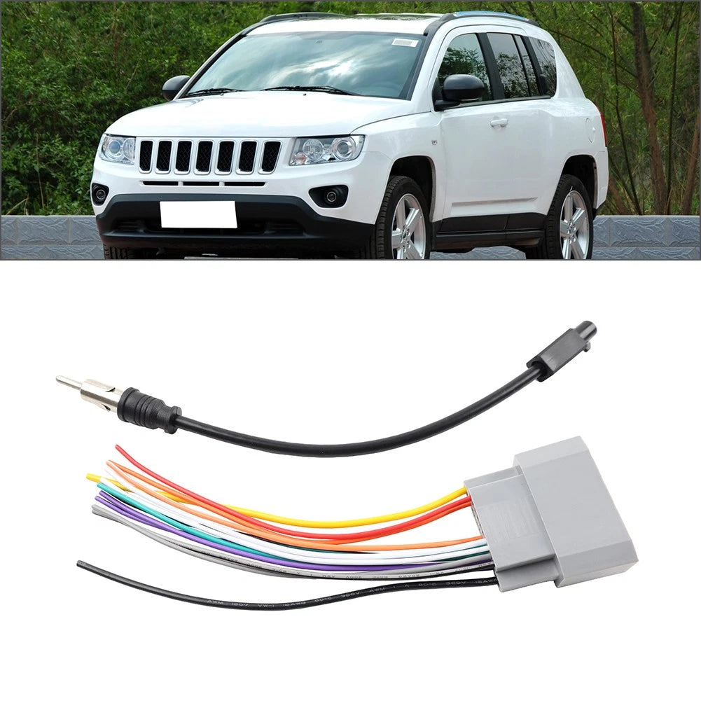 Car Stereo Radio Cable Adapter Wire Harness Antenna for Jeep Dodge