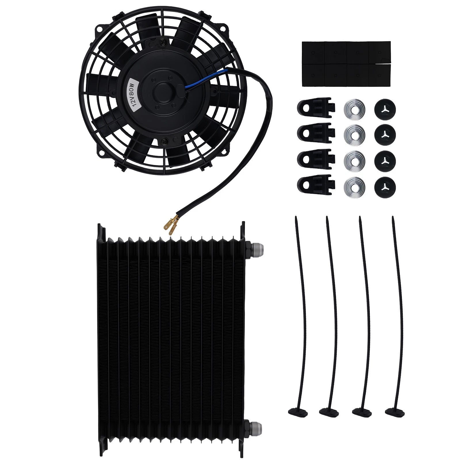 15 Row 10AN Aluminum Oil Cooler with 7" Cooling Fan for Universal Kit