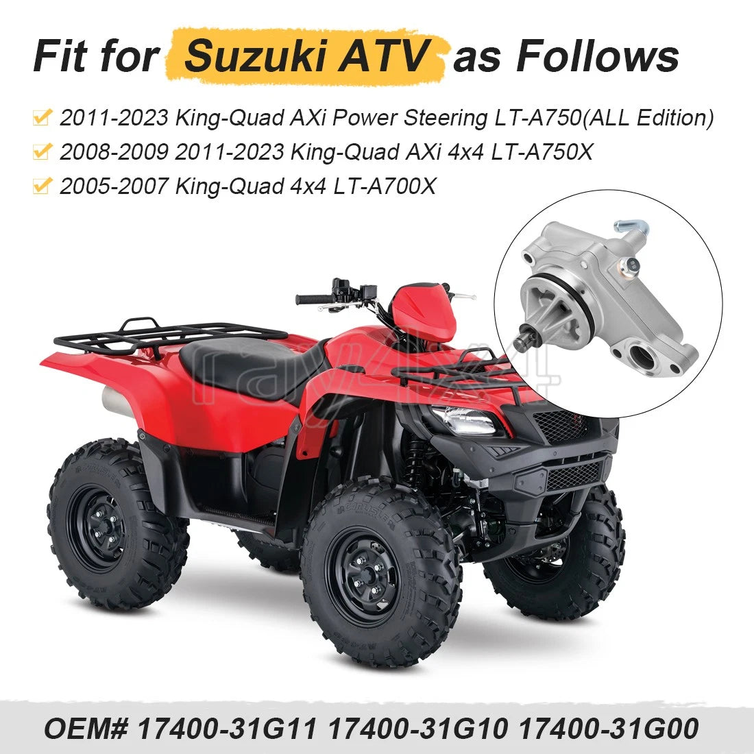 Water Pump Assembly 17400-31G11 for Suzuki King Quad LT-A700 LT-A750 (2005–2023)