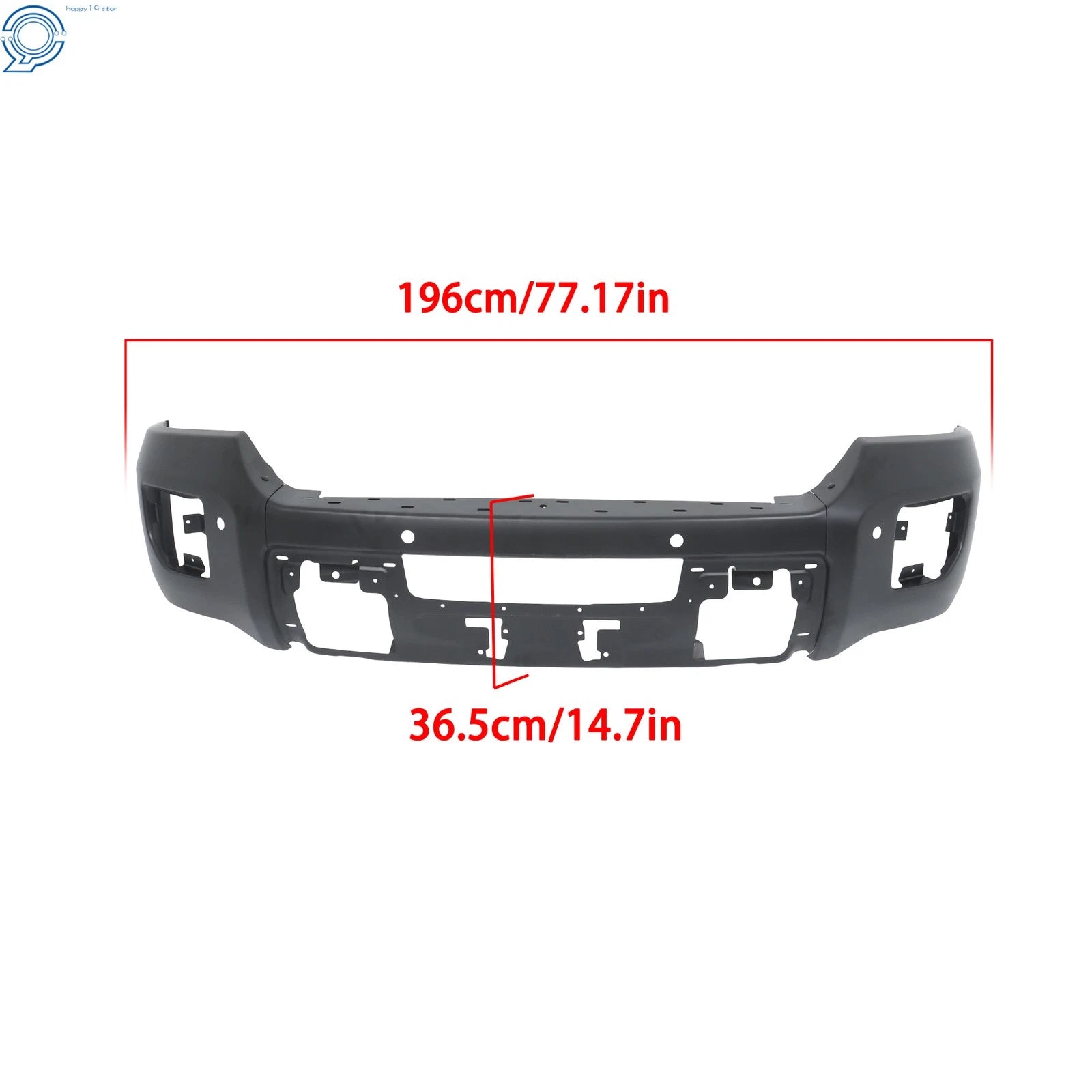 Split Black Front Bumper with Sensor Hole for GMC Sierra 2500 HD 3500 HD (2015-2019)