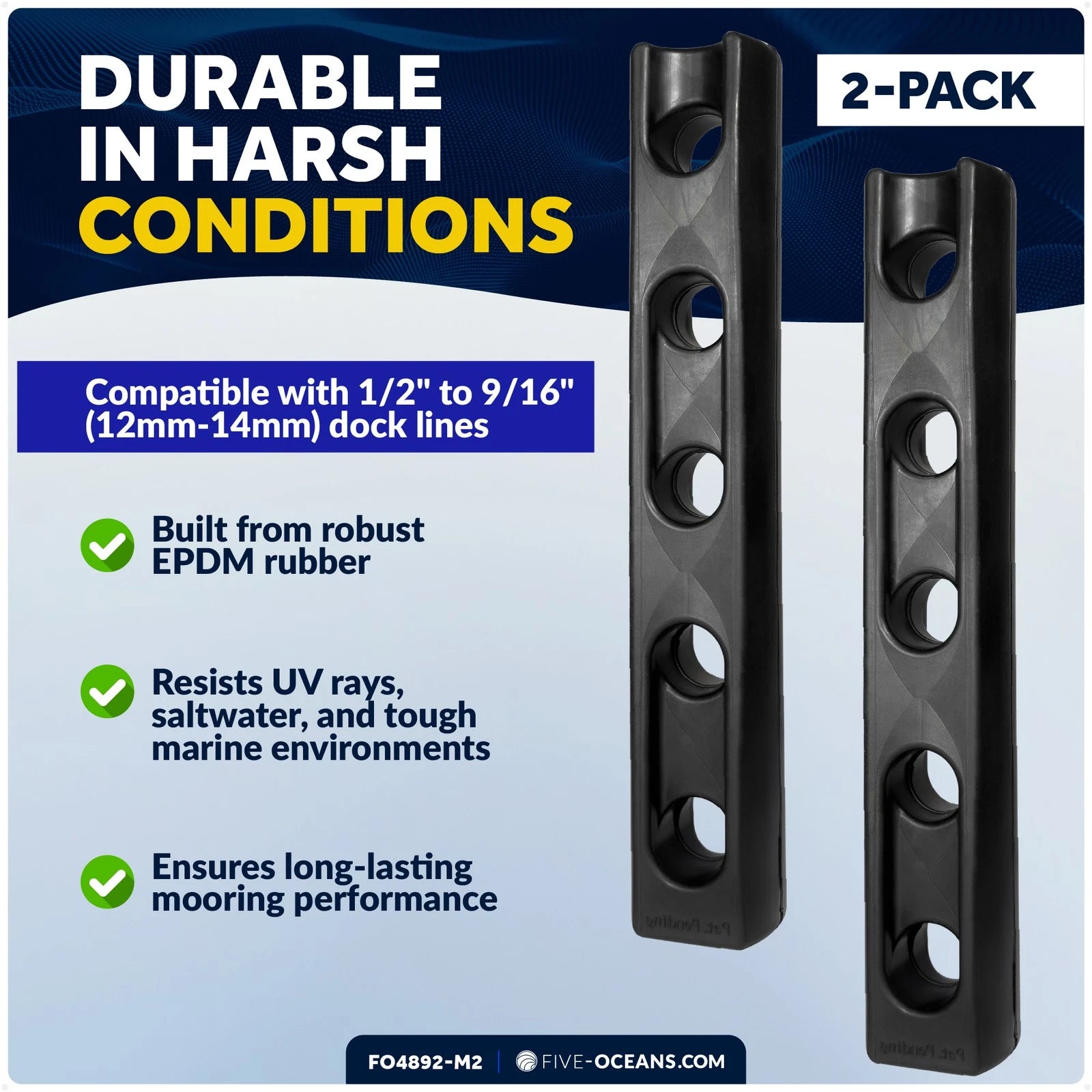 2-Pack Boat Dock Line Snubbers for Marine Use (1/2" to 9/16" Rope)