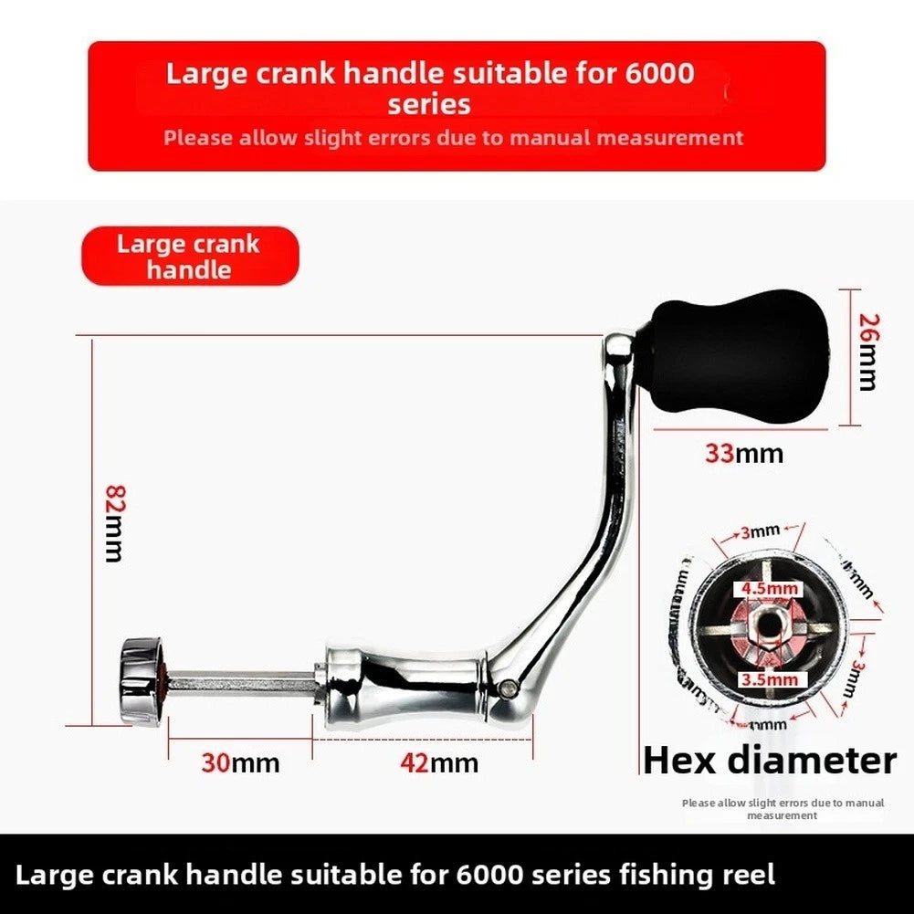 Foldable Crank Handle for 4000 6000 Fishing Reels (Metal Silver)