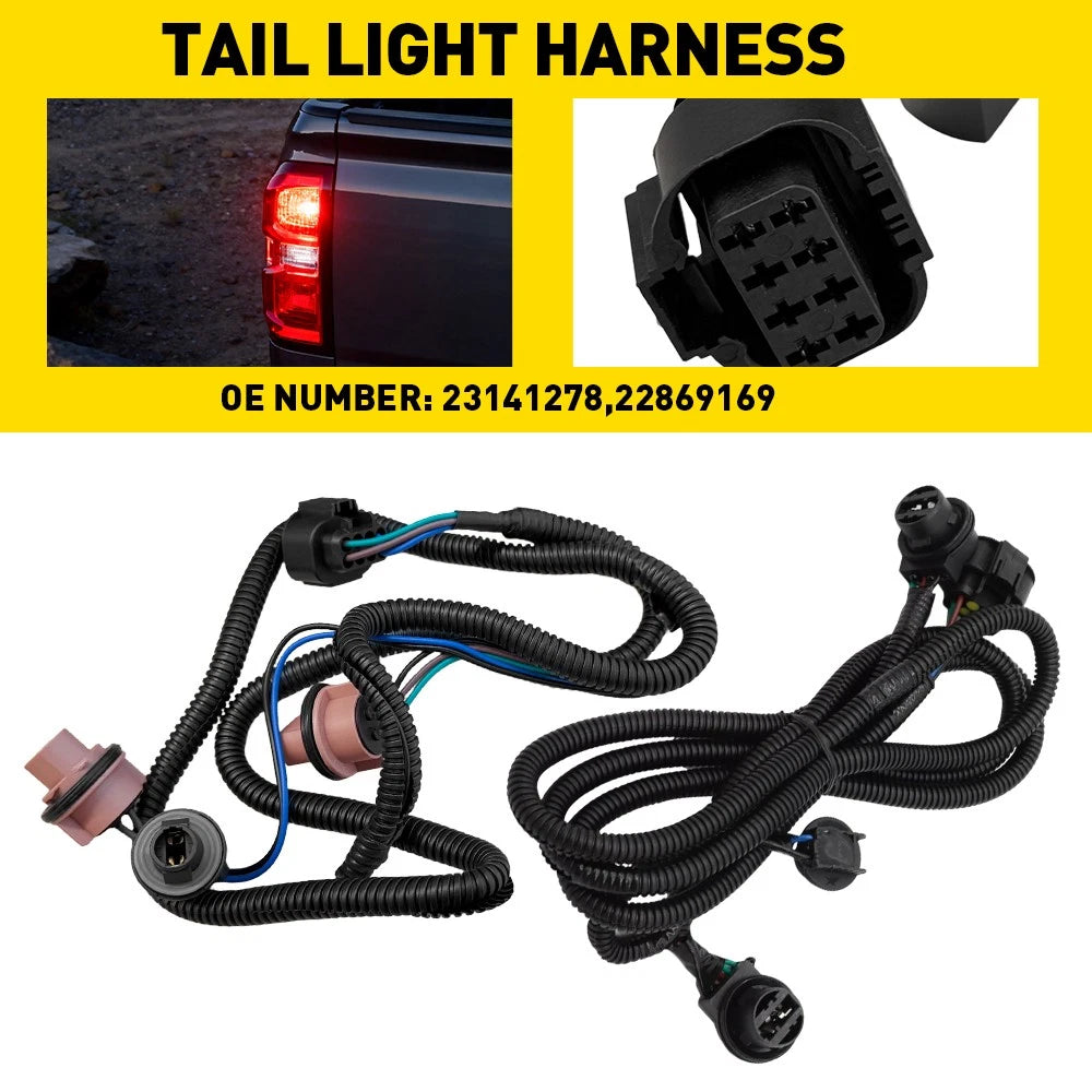 2X Tail Lamp Wiring Harness for Chevrolet Silverado GMC Sierra 1500 (2014–2015) LH+RH