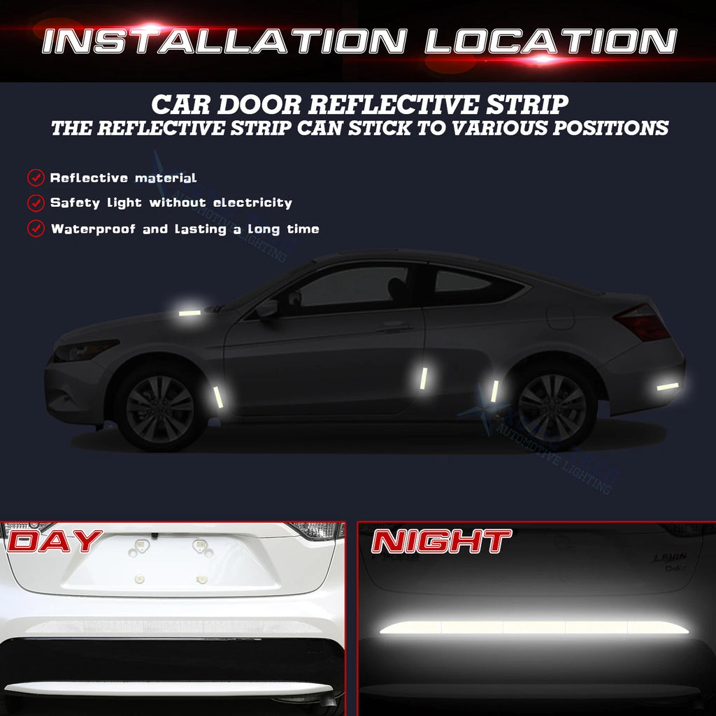 Glowing White 10x Luminous Night Warning Reflective Stickers for Car (---)