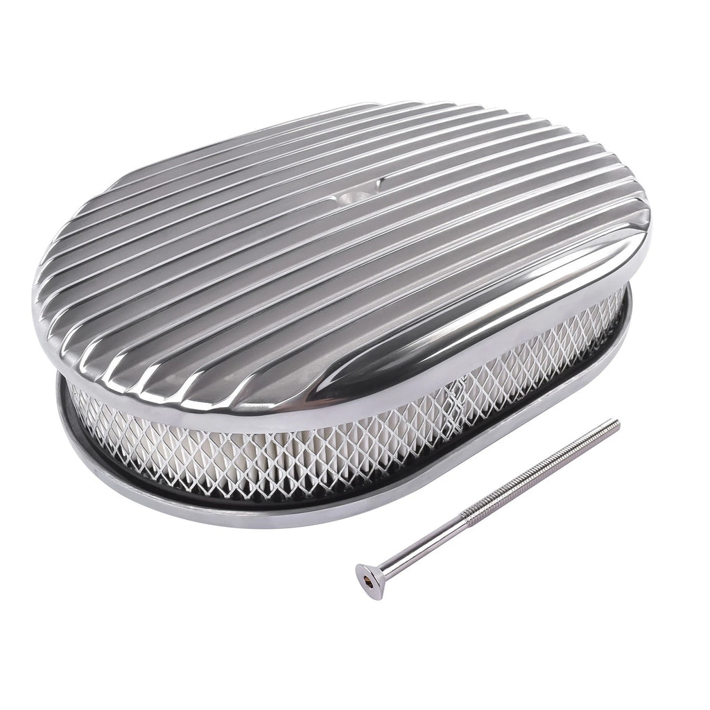 12" Oval Aluminum Full Finned Air Cleaner for Chevy Ford