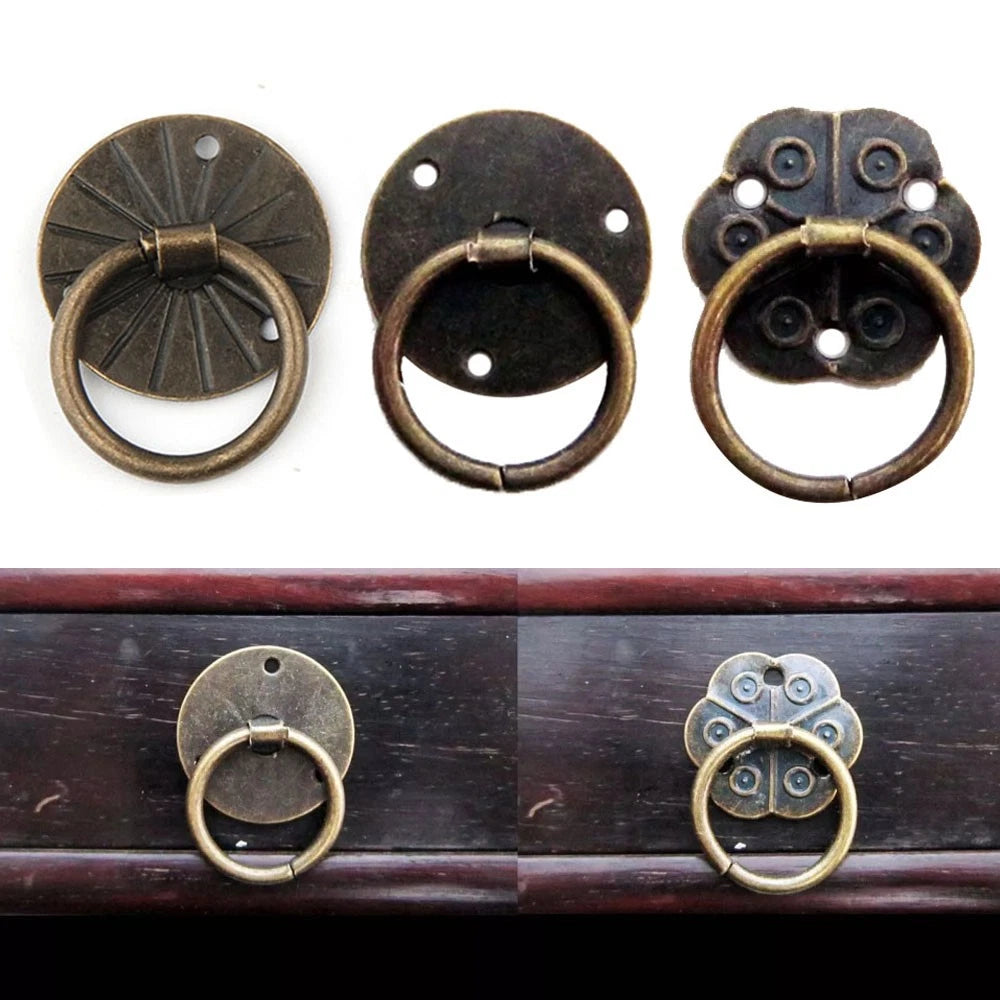 Set of 12 Antique Door Handle Rings for Jewelry Box Cabinet Drawer (20mm)