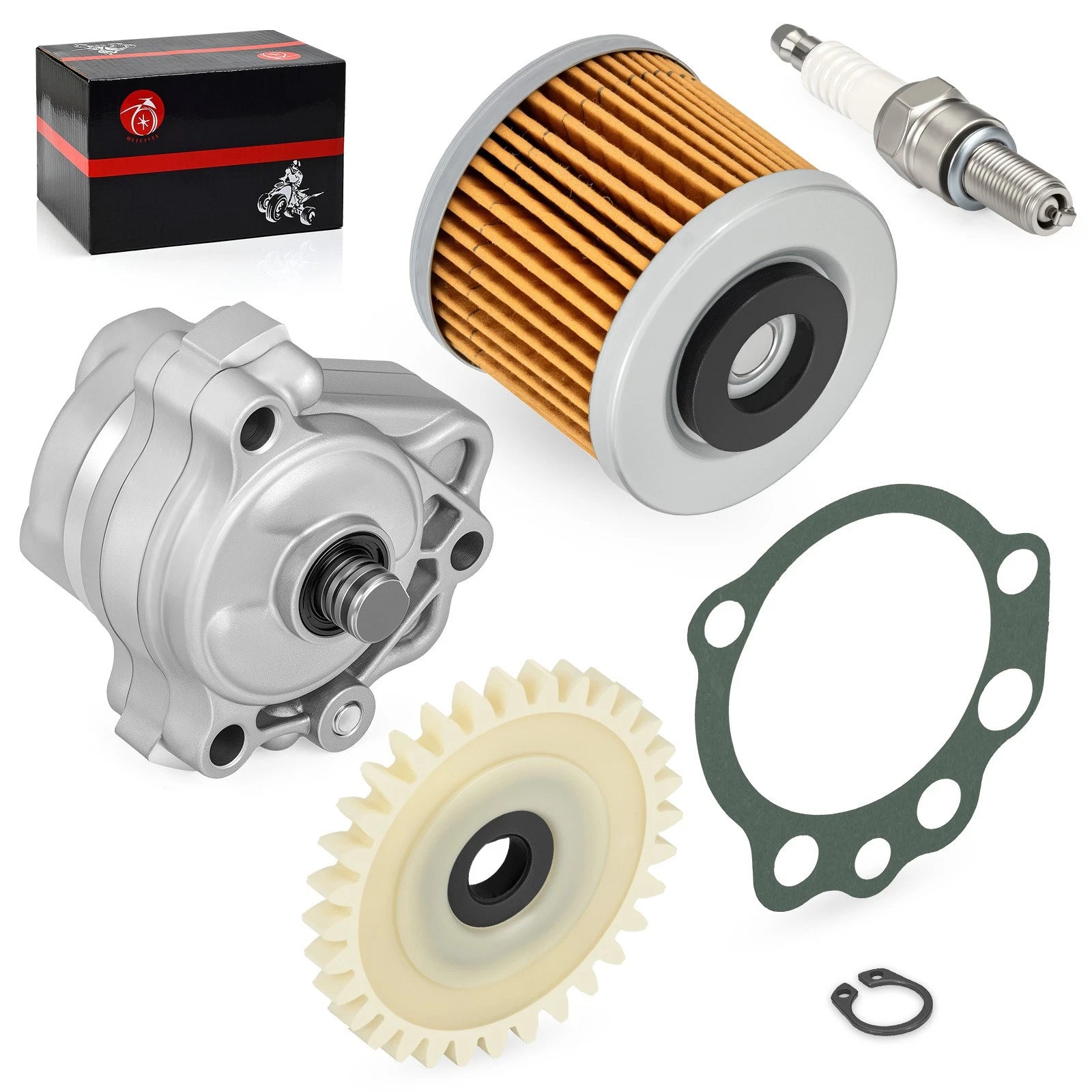Oil Pump, Oil Filter, Gear, Gasket & Spark Plug Set for Yamaha Raptor 700 (2006–2024)