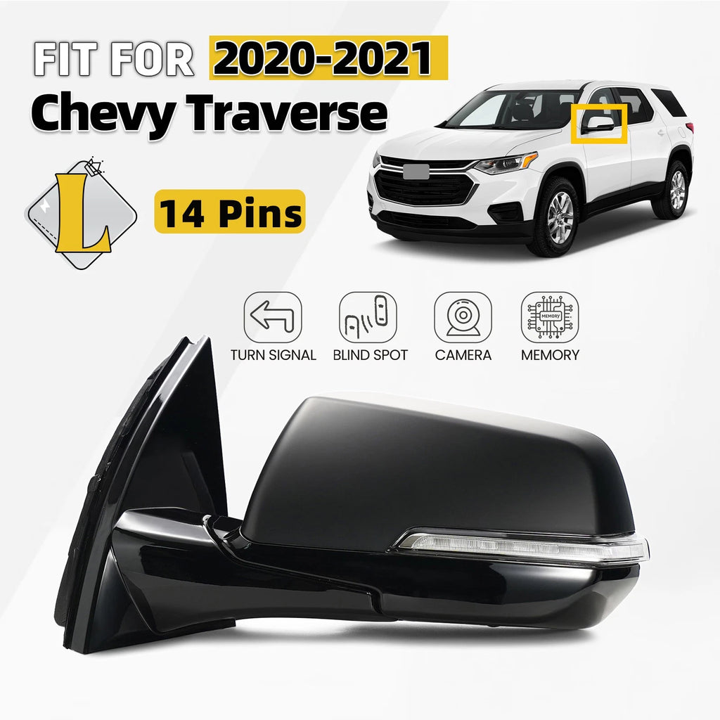 Side Mirror for Chevy Traverse (2020–2021) W/BLIS & HD Camera 14 Pins