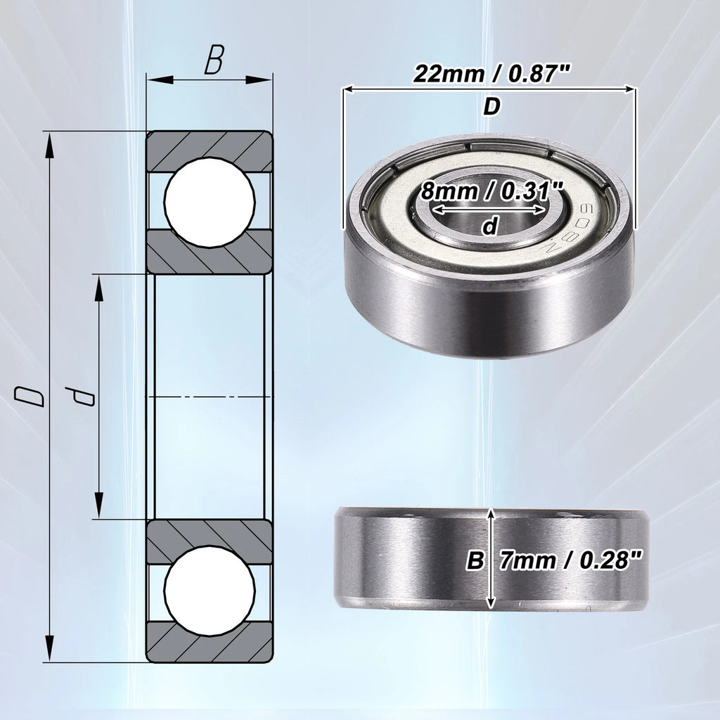 20pcs 608ZZ Deep Groove Ball Bearings for Various Models 