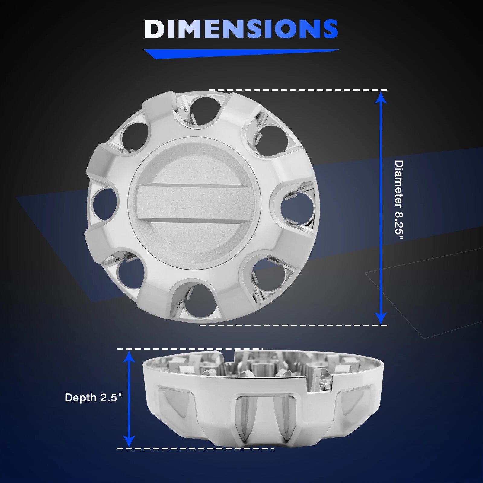Set of 2 HC3Z1130E Front Rear Wheel Center Hub Cap Chrome for Ford F-250 (2017–2024)