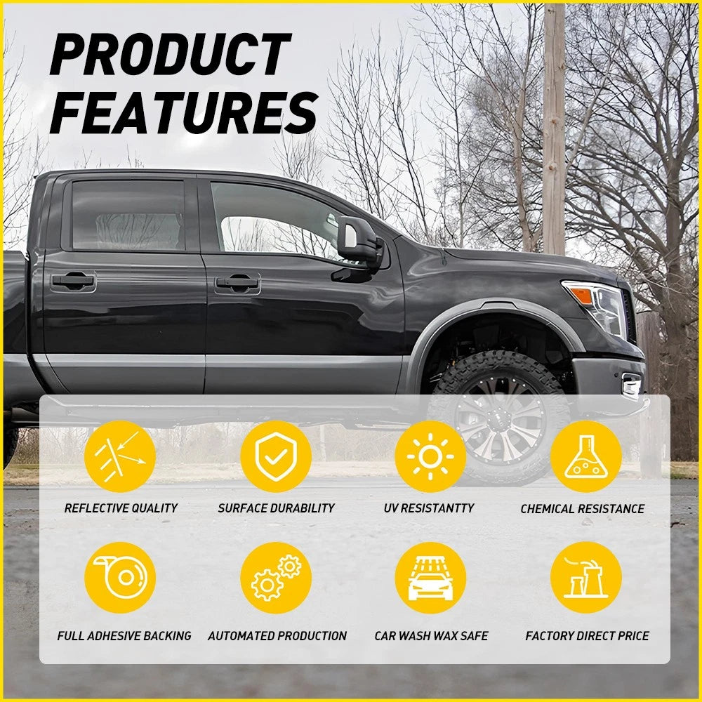 Set of 6 Black Pillar Post Door Trim Covers for Nissan Titan Crew Cab (2004–2015)
