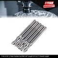 Set of 5 Carbide End Mills for Various Applications (3/16", 2 Flute)