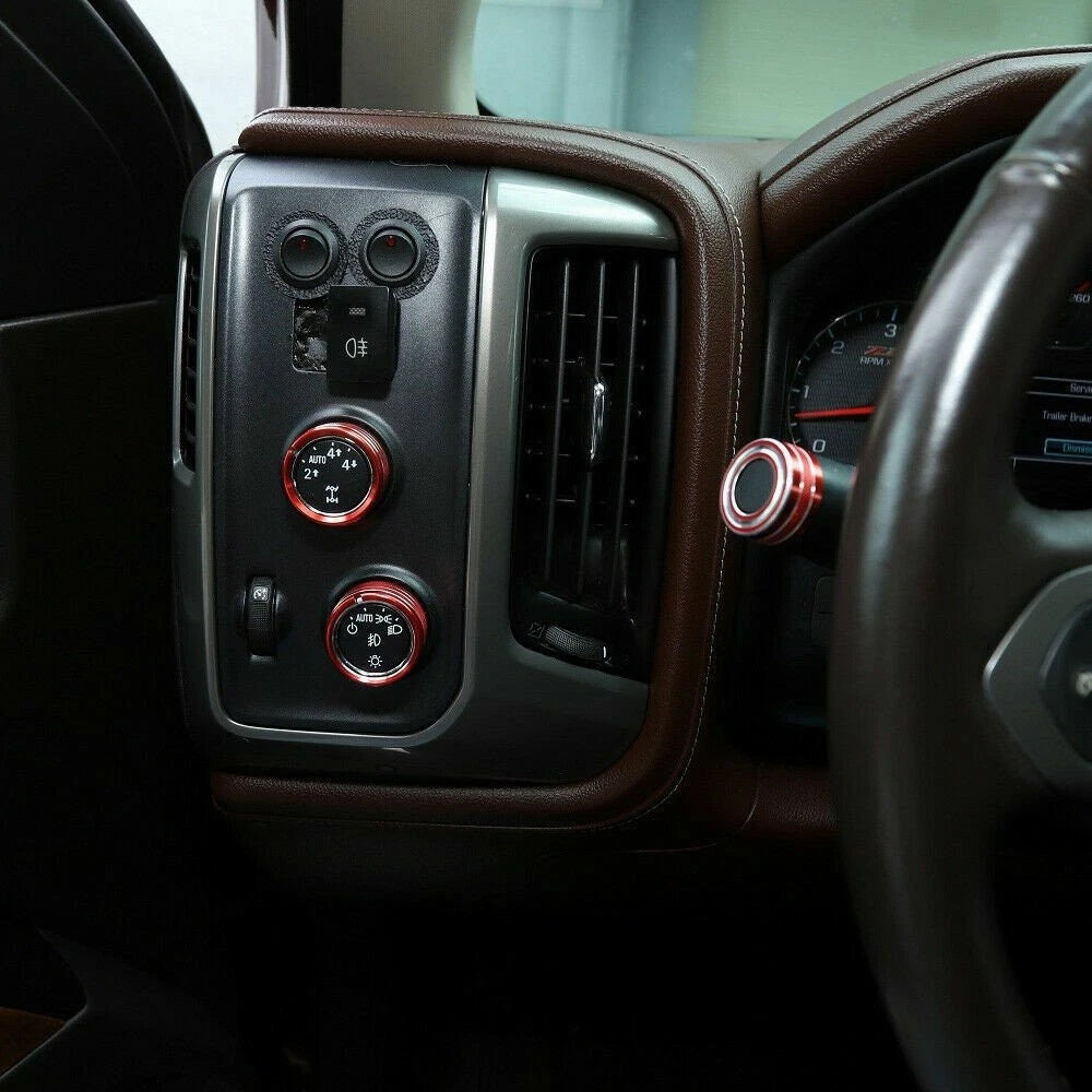 Set of 8 Center Console Switch Knob Cover Bezels for Chevy Silverado (2014–2018)