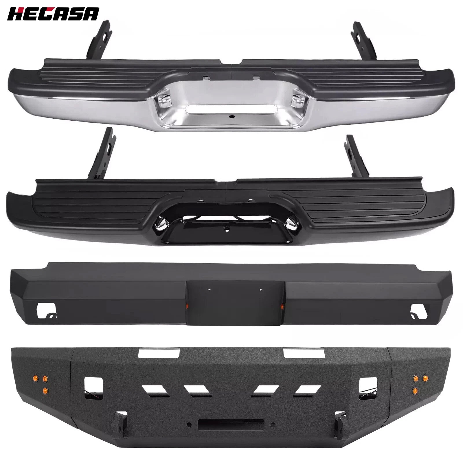 Rear Steel Step Bumper Assembly for Toyota Tacoma (1995–2004)