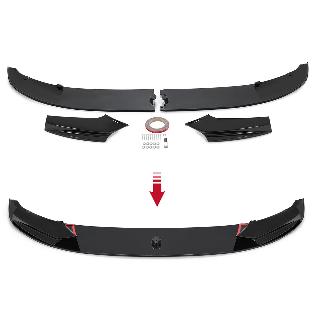 Gloss Black Front Bumper Lip Spoiler for BMW F10 5 Series M Sport (2011–2016)