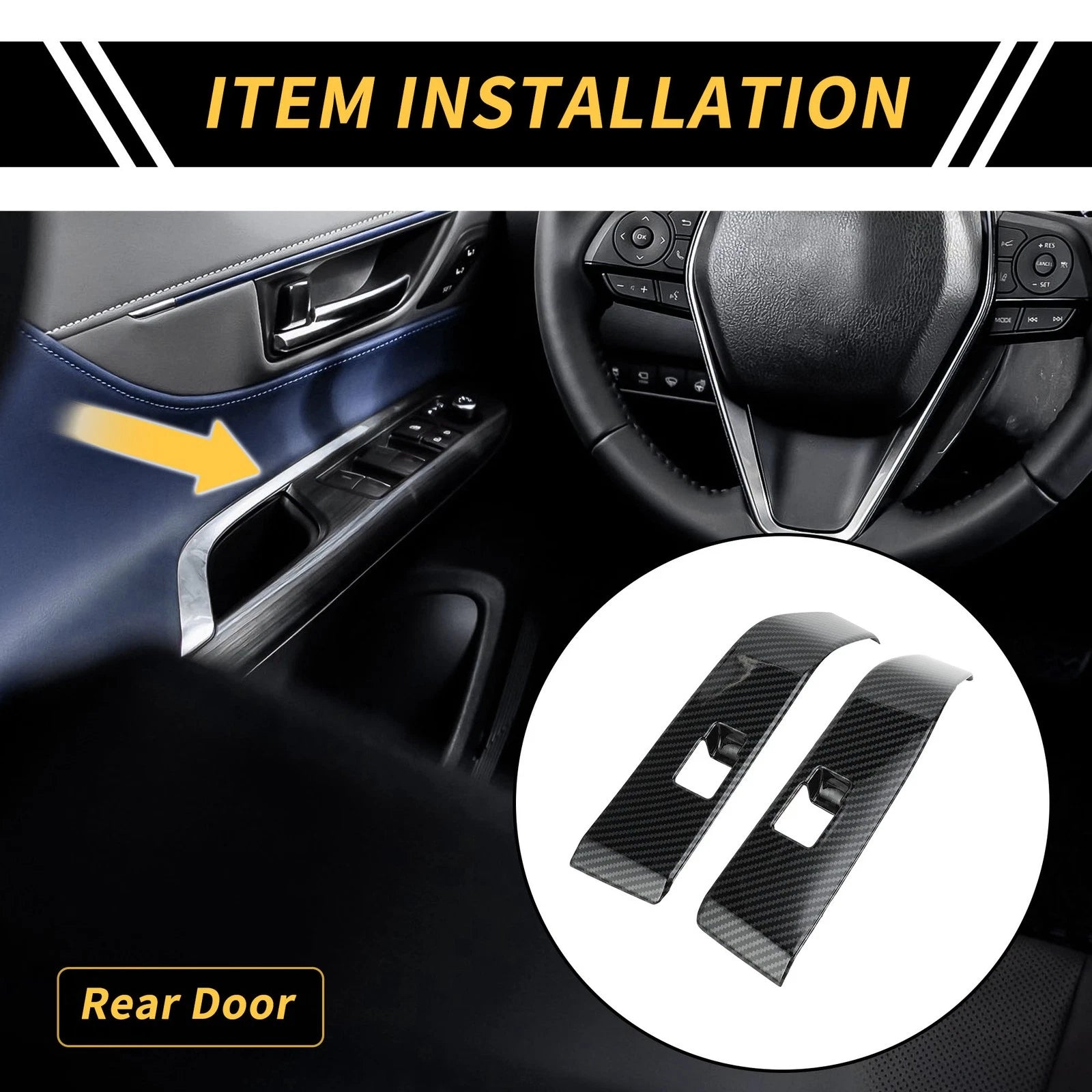 Set of 1 Carbon Fiber Rear Door Window Switch Panel for Toyota Tacoma (2016–2023)