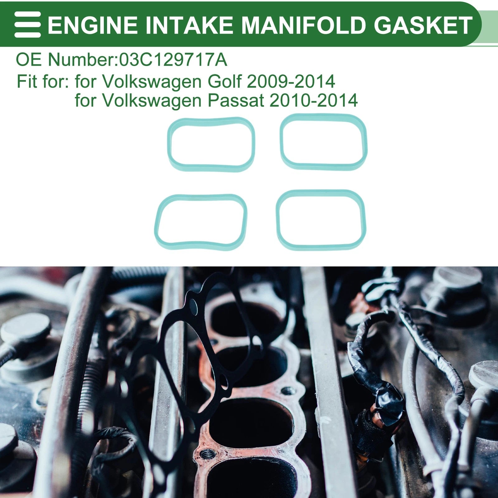 Engine Intake Manifold Gasket for Volkswagen Golf (2009–2014) No. 03C129717A