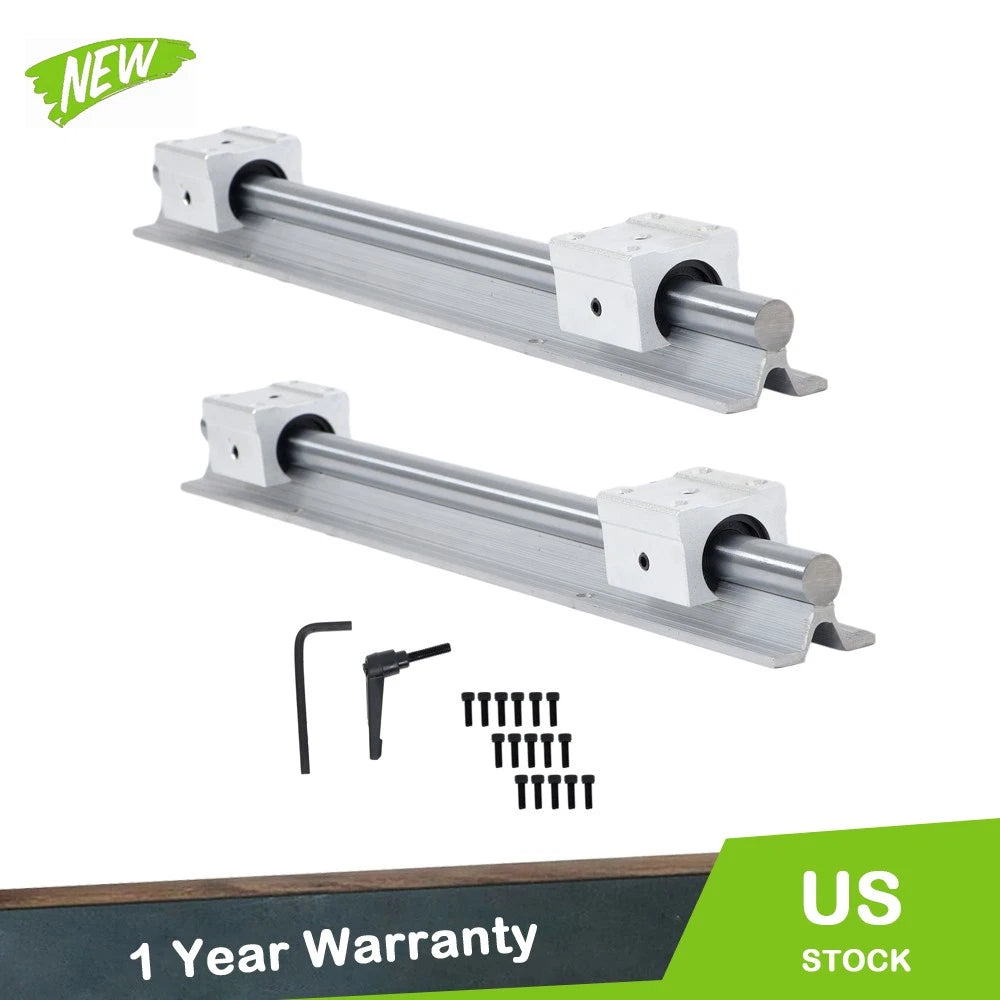 2X SBR16-400mm Linear Shaft Rail Guide with 4 SBR16UU Sliders