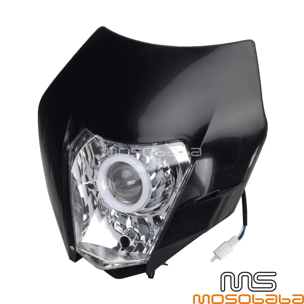Black LED Headlight DRL Assembly for Yamaha YZ, WR, Kawasaki KDX, Suzuki DR, Honda