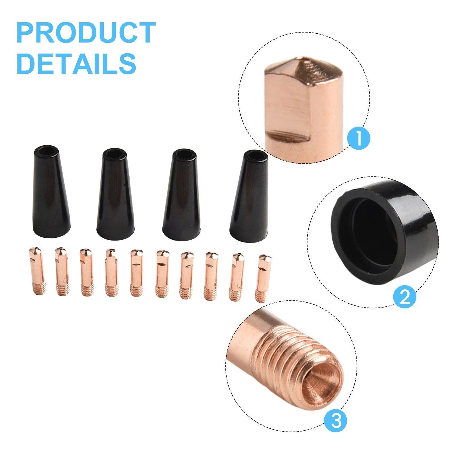 Flux Core Nozzle Tips Kit for 14AK MIG Welding Torch (Set of 4)
