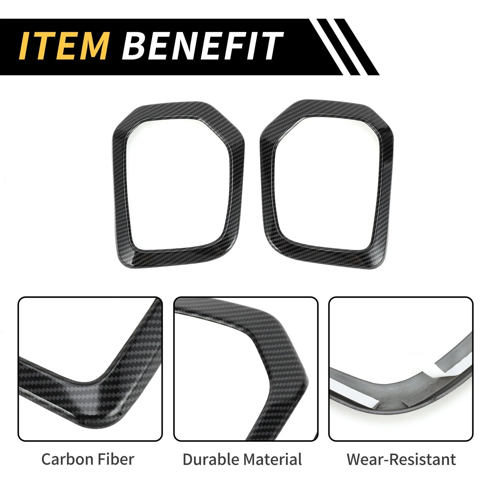 Set of 2 Carbon Fiber Fog Light Grill Cover Trims for Toyota Tacoma (2016–2023)