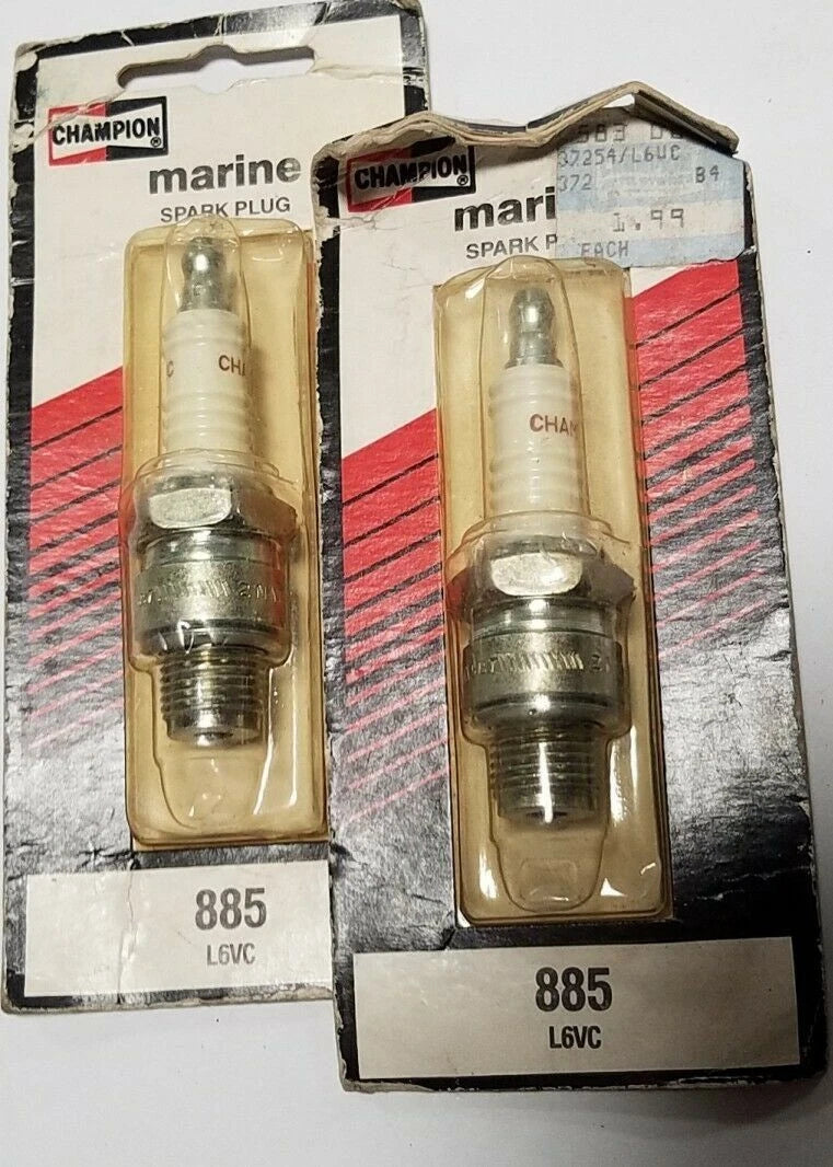 2X Champion Marine Stainless Steel Spark Plugs for (885-1/L6VC)