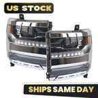 LED Headlight Set for Chevy Silverado 1500 (2016–2018) w/Module Chrome