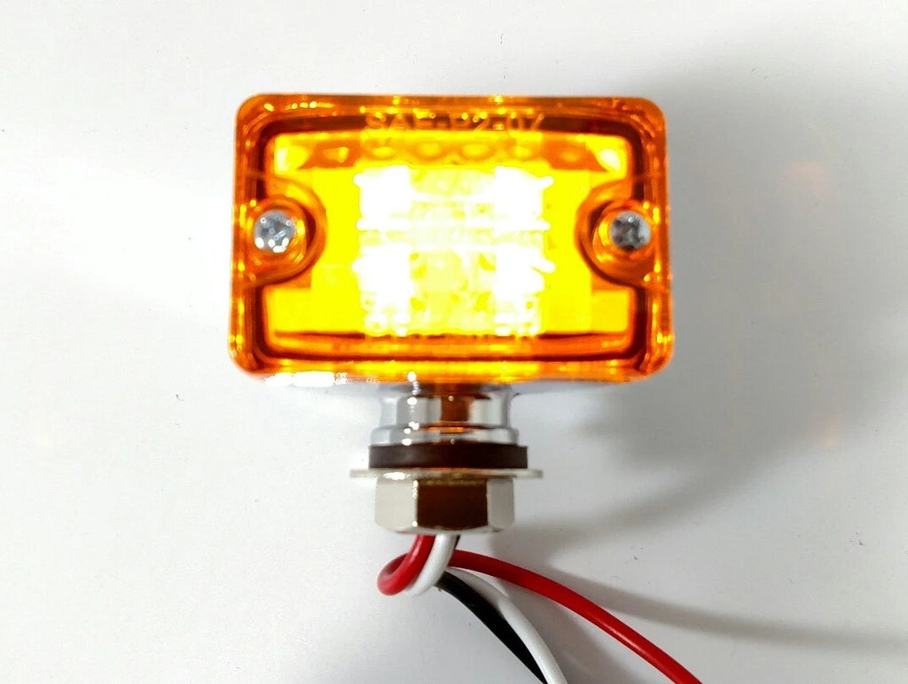 Amber LED Chrome Metal Indicator Signal Light 12V for Hot Rod (1950–1970)