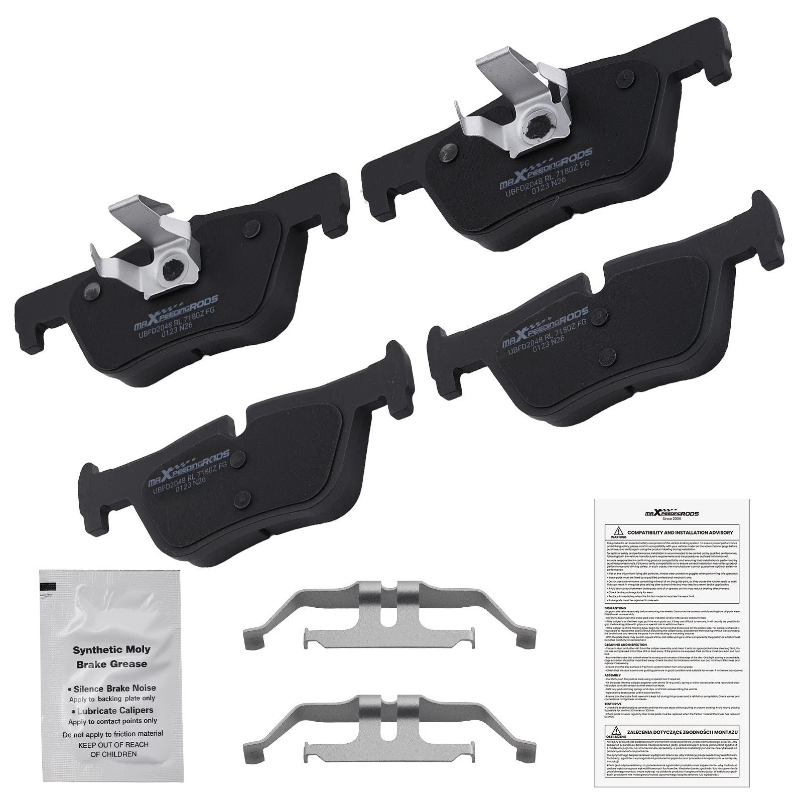 Set of 4 Rear Ceramic Brake Pads for BMW 328d 2014–2018 428i 2014–2015 D1613