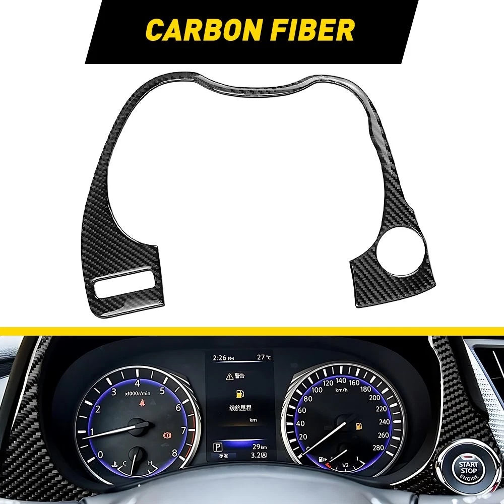 Dashboard Frame Cover Trim for Infiniti Q50 Q60 (2014–2020) Carbon Fiber