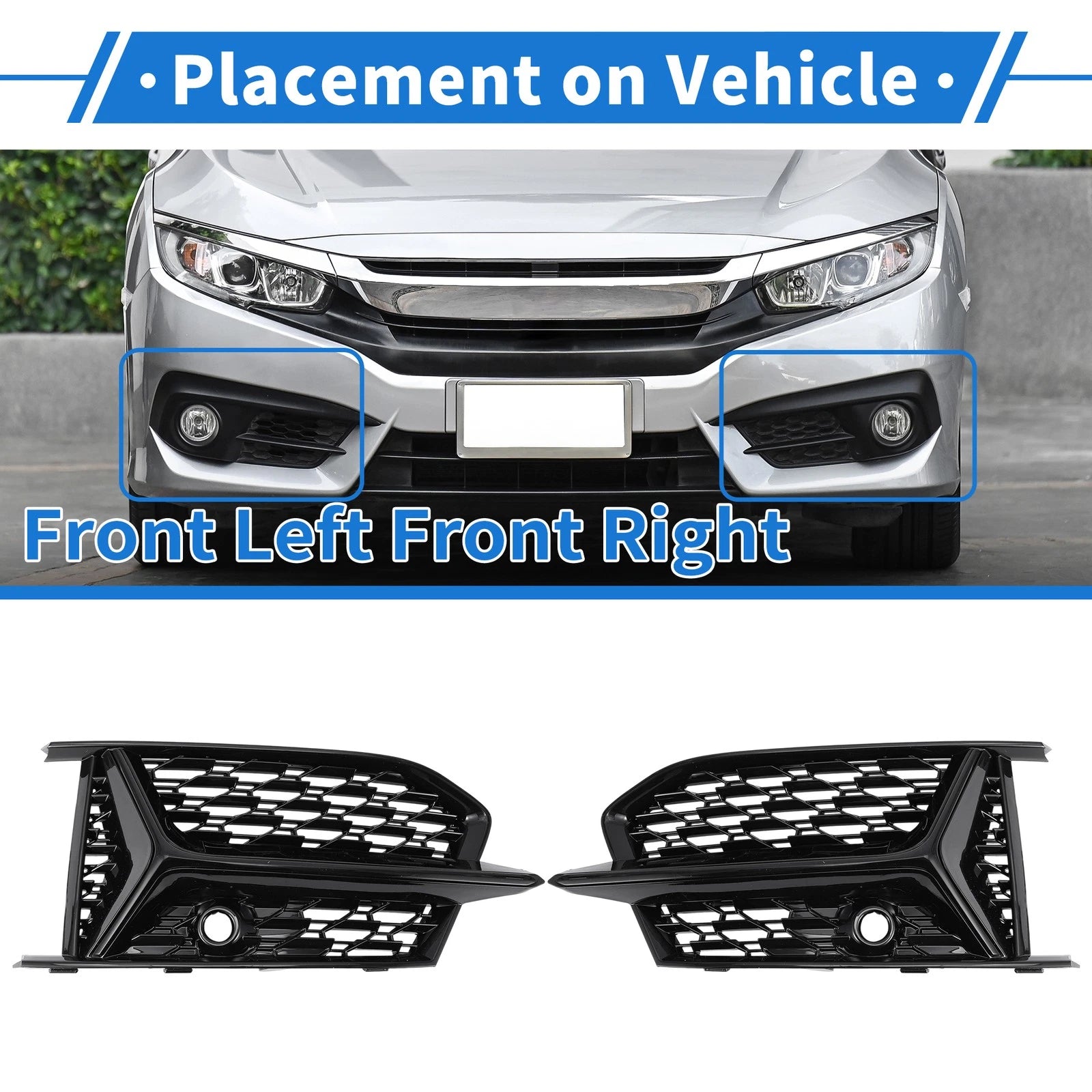 1 Pair Fog Light Grills for Audi A6 (2005–2011) No. 4K0807151A