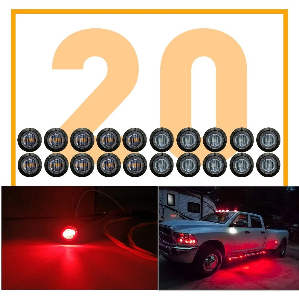 20X 3/4" LED Smoked Bullet Side Marker Lights for Truck Trailer (N/A)