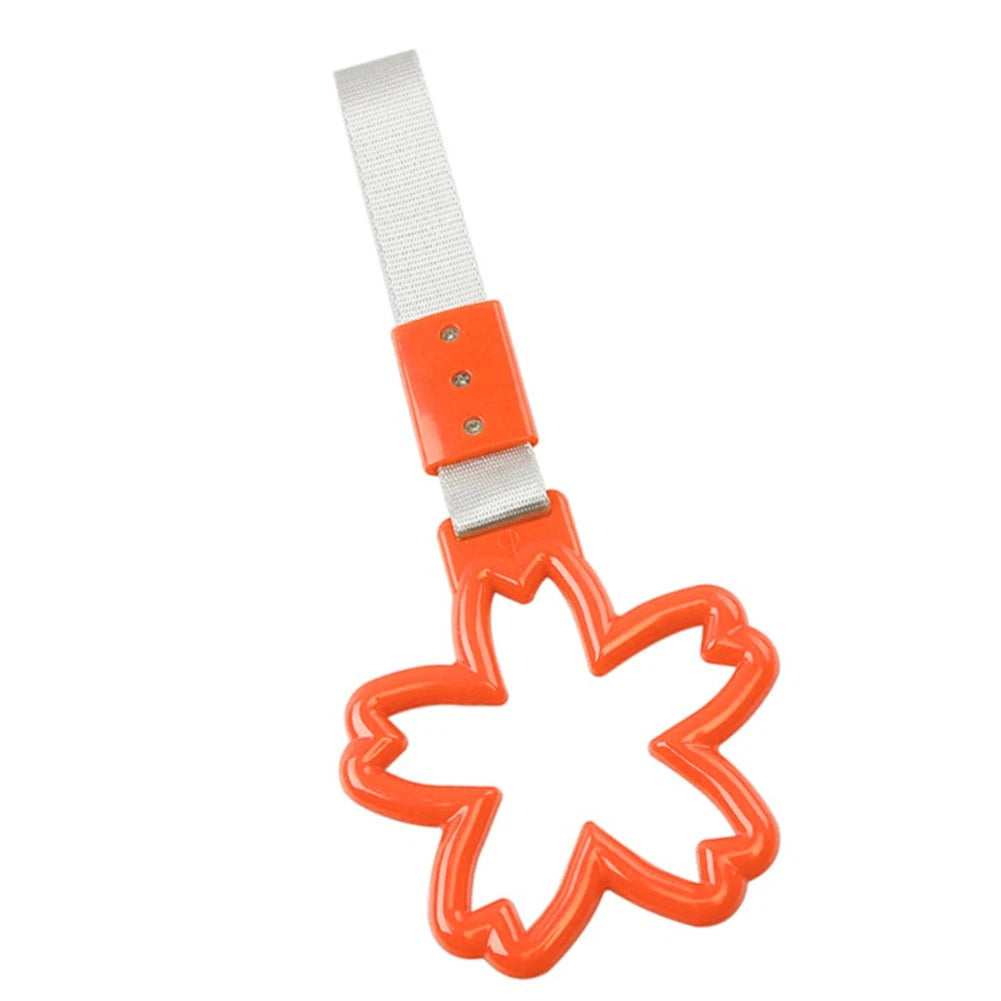 Cherry Blossom Ring Handle Strap for Train Bus (Silver + Orange)