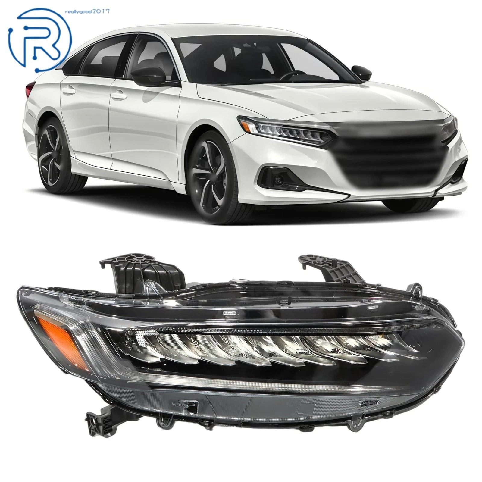 Right Side Headlight Assembly for Honda Accord (2021–2022) LED Black Housing