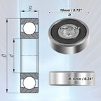10 Pcs 6x19x6mm Double Rubber Seal Ball Bearings 626-2RS