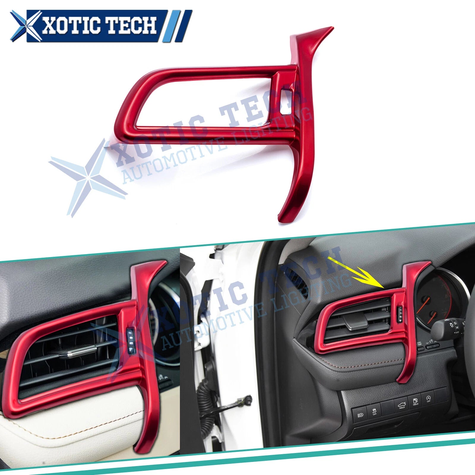 Red Interior Dashboard Left Air Vent Cover Frame for Toyota Camry (2018–2024)