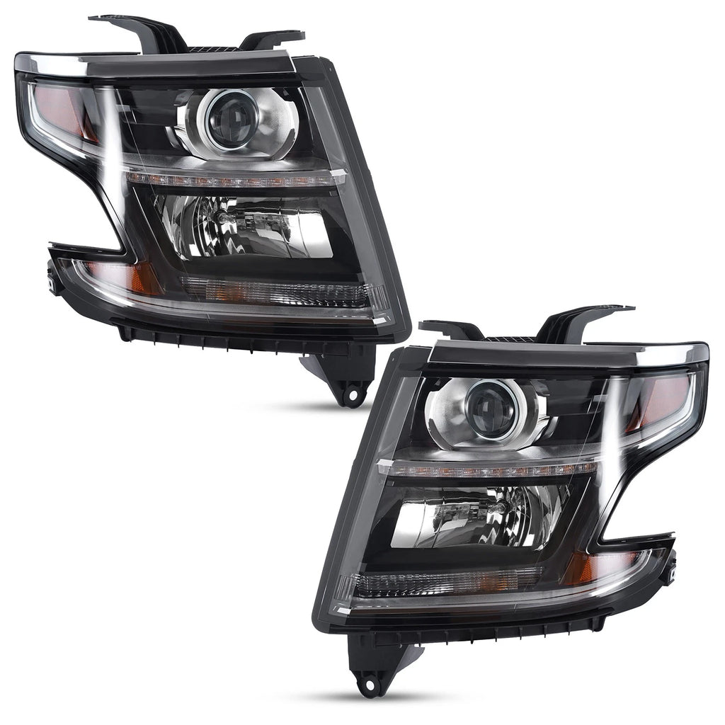 Halogen Headlight Set for Chevy Suburban/Tahoe (2015–2017) Left+Right Pair