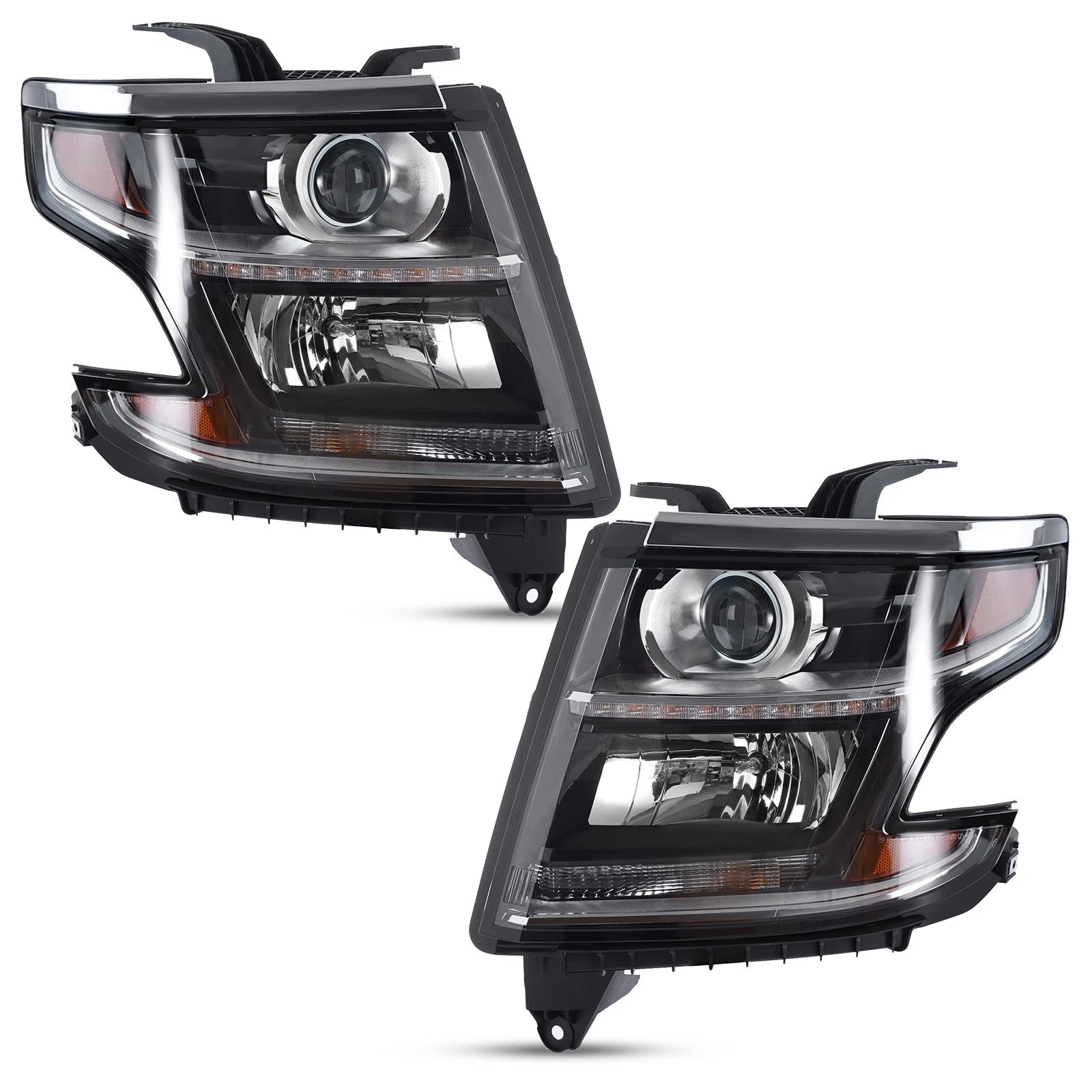 Halogen Headlight Set for Chevy Suburban/Tahoe (2015–2017) Left+Right Pair