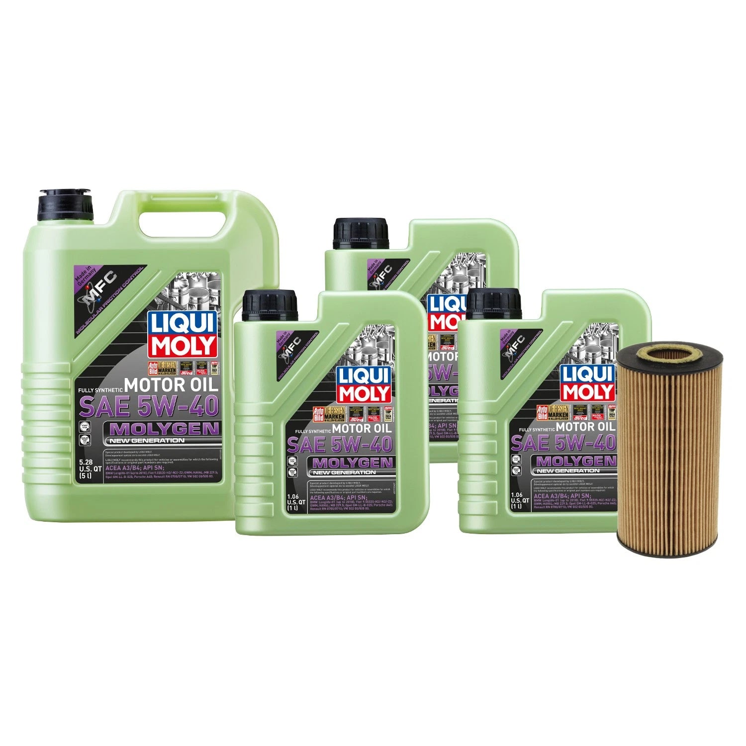 Oil Change Kit 5W40 for Audi A8 Quattro 4.2L (2000–2002) - 8L Liqui Moly Molygen, Mahle