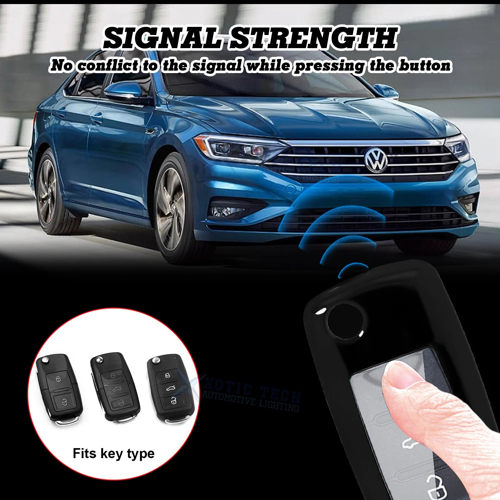 TPU Smart Key Cover for Volkswagen GTI Golf Jetta (2014-2024)