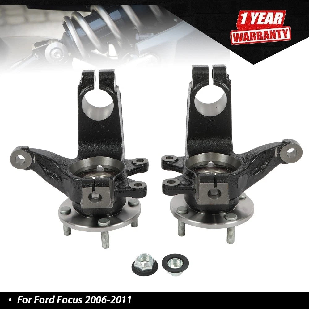 Set of 2 Steering Knuckle & Wheel Hub Bearing Assembly for Ford Focus