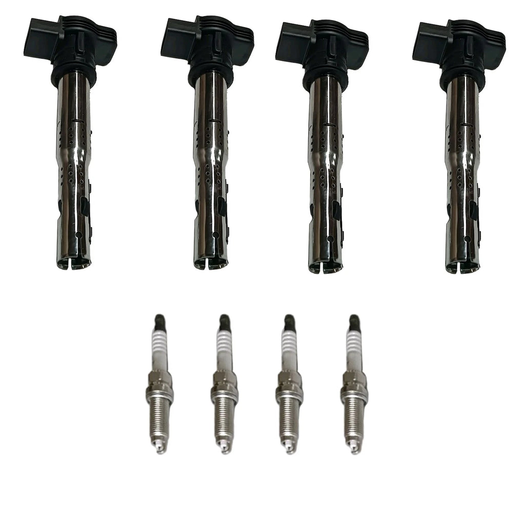 Set of 4 Ignition Coils and Spark Plugs for Audi A3 A4 A5 A6 Q3 Q5 VW Beetle (2006–2020)