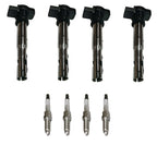 Set of 4 Ignition Coils and Spark Plugs for Audi A3 A4 A5 A6 Q3 Q5 VW Beetle (2006–2020)