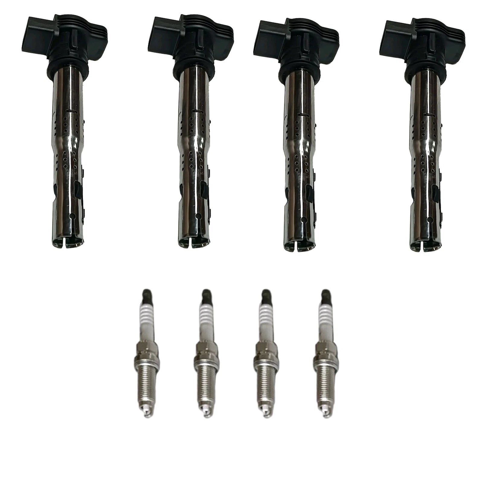 Set of 4 Ignition Coils and Spark Plugs for Audi A3 A4 A5 A6 Q3 Q5 VW Beetle (2006–2020)