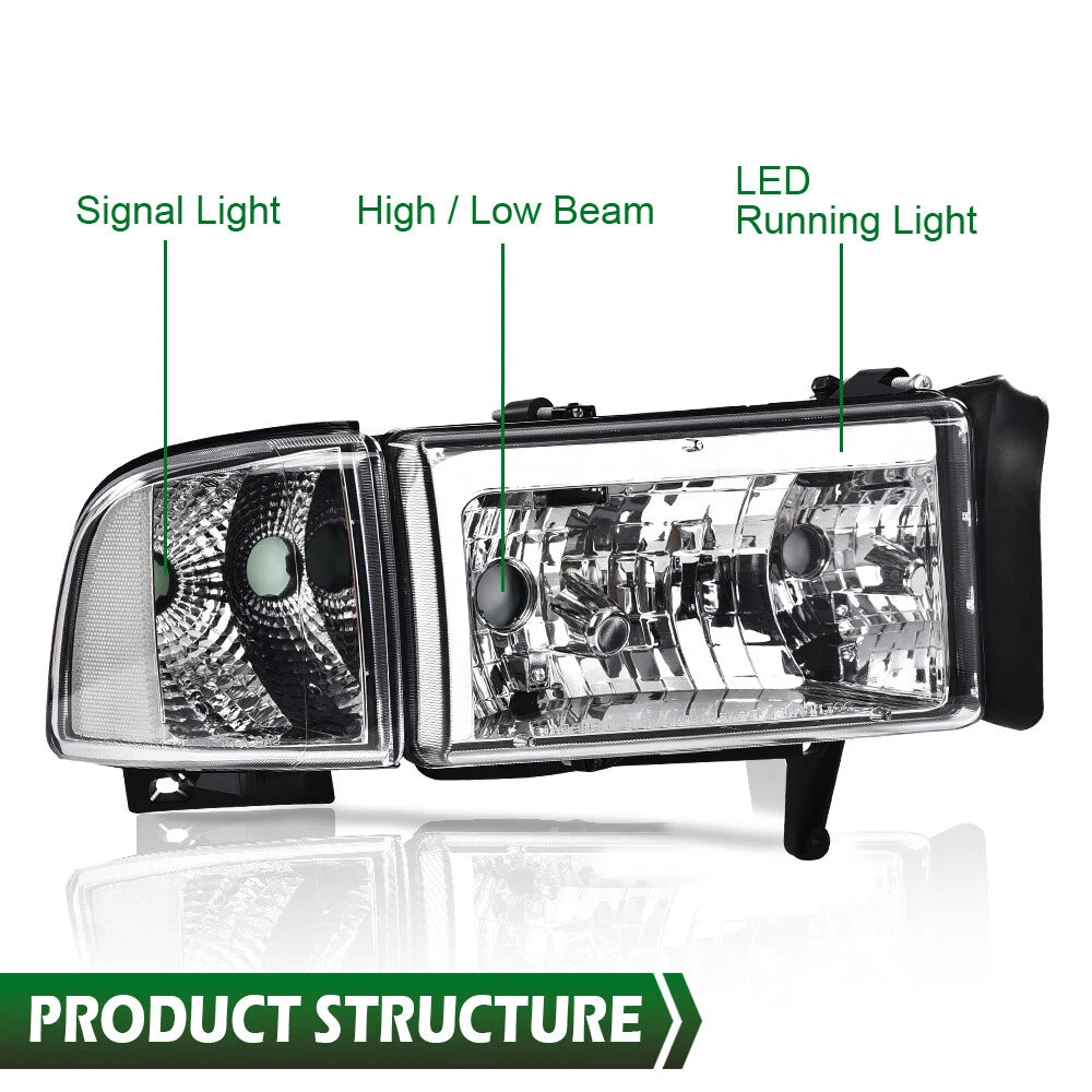 Set of 2 LED Headlights for Dodge Ram 1500 2500 3500 (1994–2002)